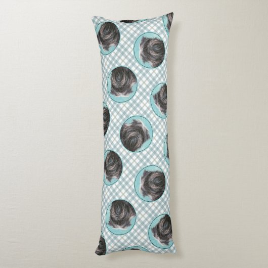 アフェンピ絵を描ンシャー黒銀犬アート ボディピロー (裏面 (縦))