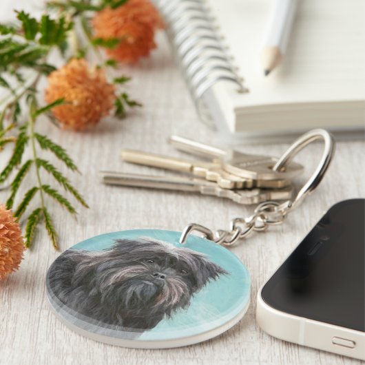 アフェンピ絵画ンシャーの – かわいいオリジナルドッグアート キーホルダー (正面右)