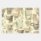 アフォガトコーヒーエフエメラのコラージュパターン ラッピングペーパーシート (正面2)