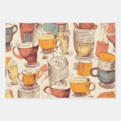 アフォガトコーヒーエフエメラのコラージュパターン ラッピングペーパーシート (正面)