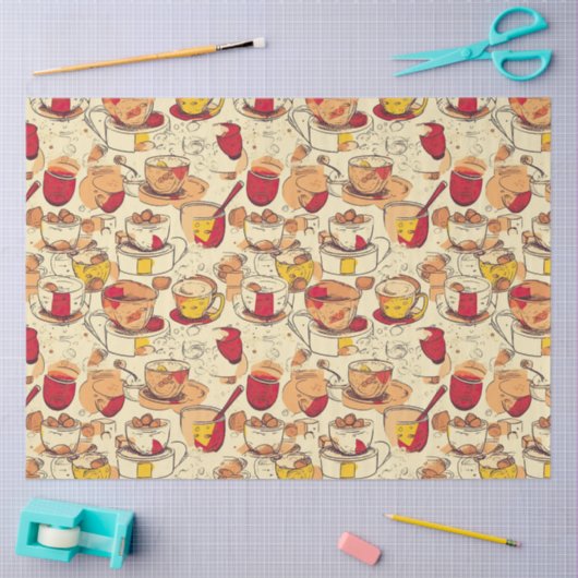 アフォガトコーヒーNo 3エフエメラコラージパターン 薄葉紙 (クラフト)