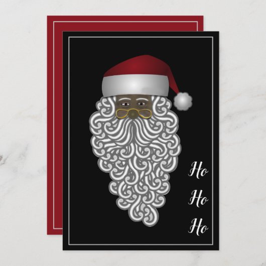 アフカスタムリカ系アメリカ人サンタクロースクリスマス シーズンカード (正面/裏面)