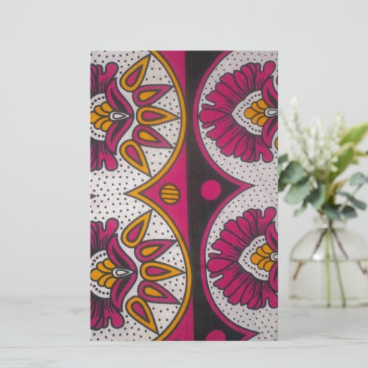 アフカラフルリカ織物モチーフプリント 便箋 (スタンド正面)