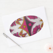 アフカラフルリカ織物モチーフプリント 楕円形シール (封筒)