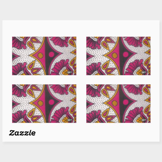 アフカラフルリカ織物モチーフプリント 長方形シール (シート)