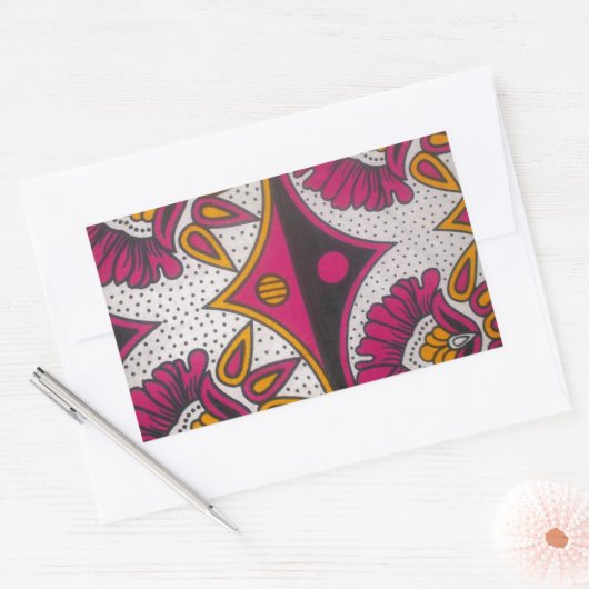 アフカラフルリカ織物モチーフプリント 長方形シール (封筒)