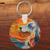 アフガカラフルンハウンドドッグポートレート キーホルダー (正面)