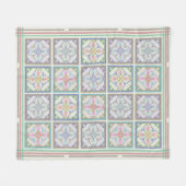 アフガニのタイルは-パステル調の変化を縞で飾り、 フリースブランケット (正面(横))