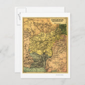 アフガニスタンとその周辺国の地図 ポストカード (正面/裏面)