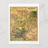 アフガニスタンとその周辺国の地図 ポストカード (正面)