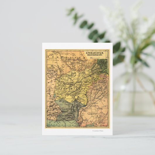 アフガニスタンとその周辺国の地図 ポストカード (スタンド正面)