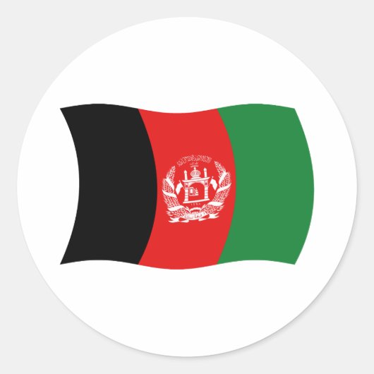 アフガニスタンの国旗ステッカー ラウンドシール (正面)