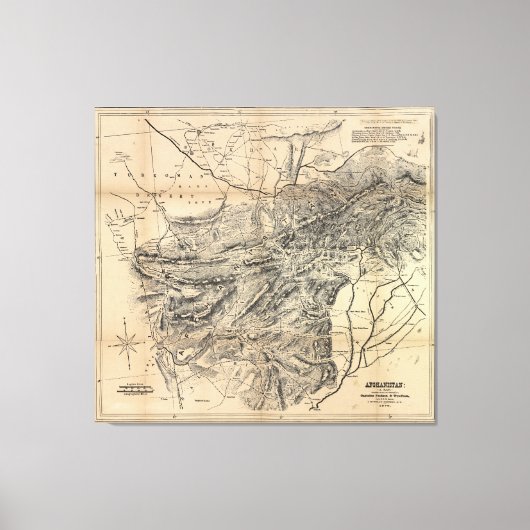 アフガニスタンの地図（1879年） キャンバスプリント (正面)