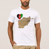 アフガニスタンの旗のハートおよび地図のTシャツ Tシャツ (正面)
