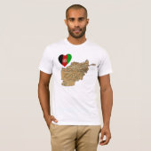アフガニスタンの旗のハートおよび地図のTシャツ Tシャツ (正面フル)