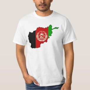 アフガニスタンの旗の地図 Tシャツ