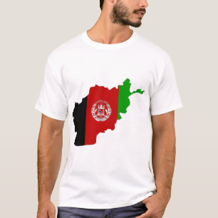 アフガニスタンの旗地図 Tシャツ