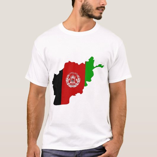 アフガニスタンの旗地図 Tシャツ (正面)