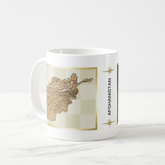 アフガニスタンの旗 + 地図のマグ コーヒーマグカップ (正面左)