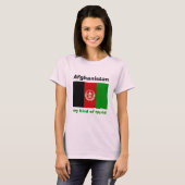 アフガニスタンの旗+地図+テキストTシャツ Tシャツ (正面フル)