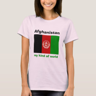 アフガニスタンの旗+地図+テキストTシャツ Tシャツ