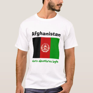 アフガニスタンの旗 + 地図 + 文字のTシャツ Tシャツ