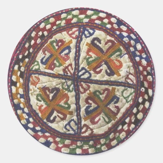 アフガニスタンの部族の刺繍:帽子の上 ラウンドシール (正面)