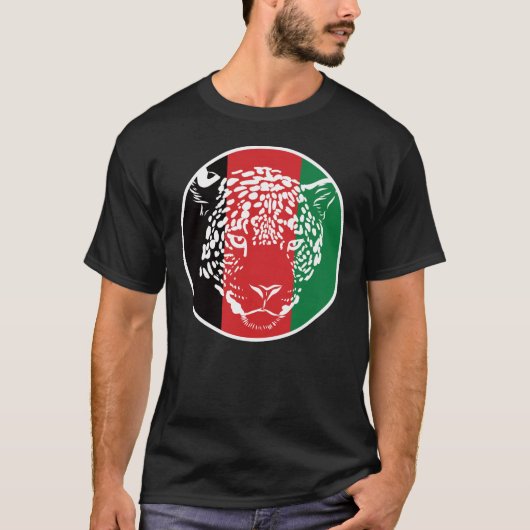 アフガニスタンヒョウ国獣国旗 Tシャツ (正面)