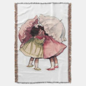 アフガニスタンヴィンテージの子供のかわいらしい女の子 スローブランケット (正面縦)