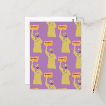 アフガニスタン人女性が抗議のサインを掲げたポストカード