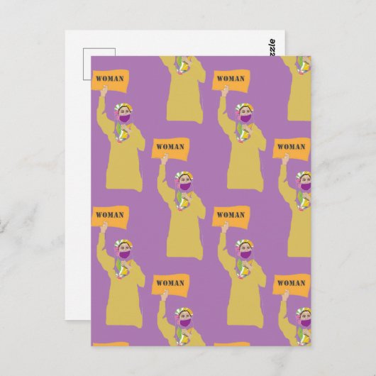 アフガニスタン人女性が抗議のサインを掲げたポストカード ポストカード (正面/裏面)