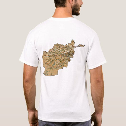 アフガニスタン国旗と地図Tシャツ Tシャツ (裏面)