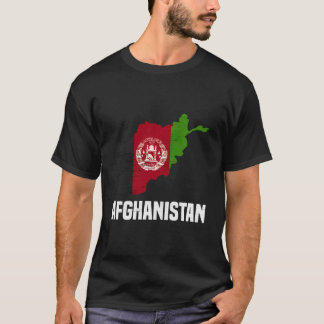 アフガニスタン国旗の国の地図の概要 Tシャツ