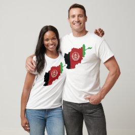 アフガニスタン国旗の国地図 Tシャツ
