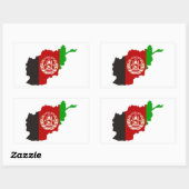 アフガニスタン国旗の地図シェイプ記号シルエット 長方形シール (シート)