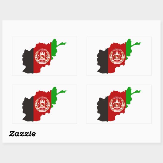 アフガニスタン国旗の地図シェイプ記号シルエット 長方形シール (シート)