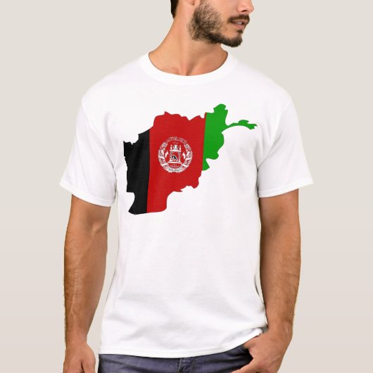 アフガニスタン国旗の地図フルサイズ Tシャツ (正面)