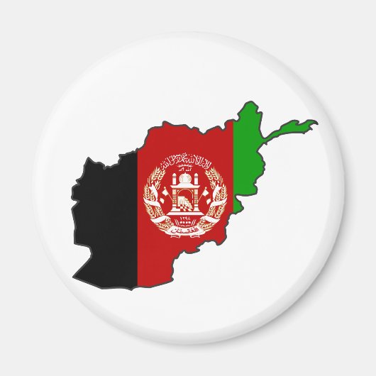 アフガニスタン国旗の地図 マグネット (正面)