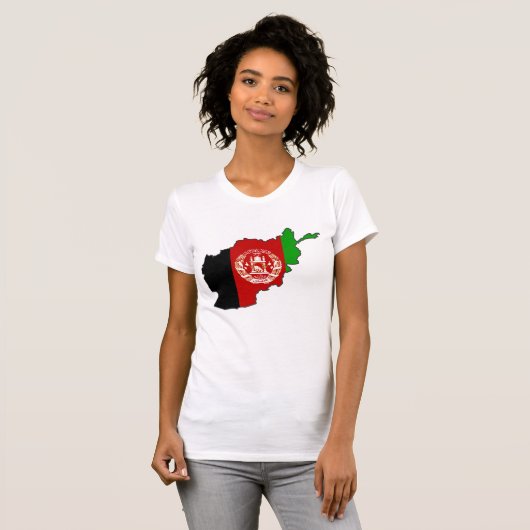 アフガニスタン国旗の地図 Tシャツ (正面フル)