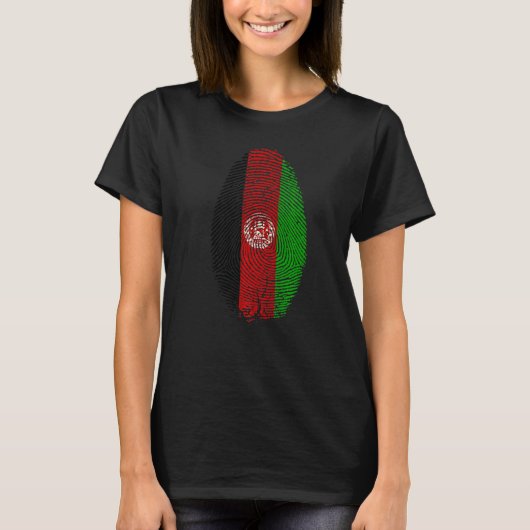 アフガニスタン国旗の指紋私のDNAギフトの中にある Tシャツ (正面)