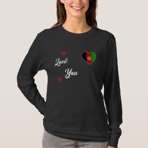アフガニスタン国旗を持ったハートが大好き Tシャツ