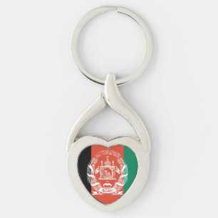 アフガニスタン国旗ハートキーチェーン キーホルダー