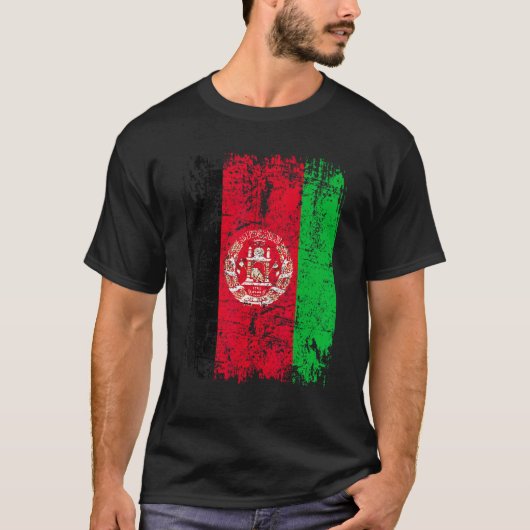 アフガニスタン国旗ヴィンテージアフガニスタン国旗 Tシャツ (正面)