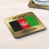 アフガニスタン国旗+文字コースター コースター (左側)