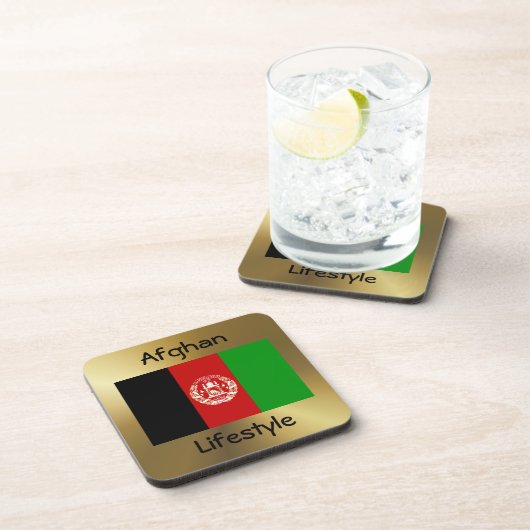 アフガニスタン国旗+文字コースター コースター (右側)