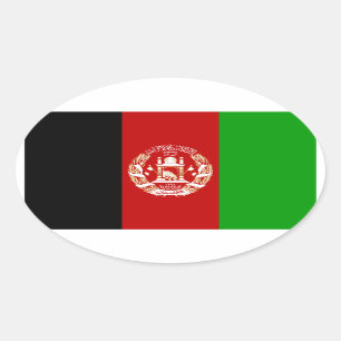 アフガニスタン国旗 楕円形シール