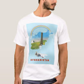 アフガニスタン地図と風景の旅行ポスター Tシャツ (正面)