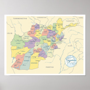 アフガニスタン地方の詳細地図 ポスター
