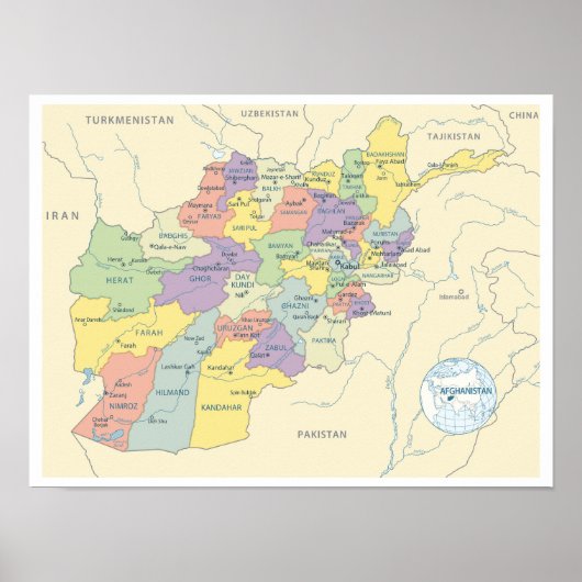 アフガニスタン地方の詳細地図 ポスター (正面)