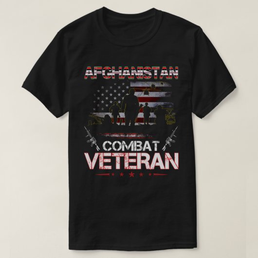 アフガニスタン戦闘退役軍人シャツ米国退役軍人ミリタ Tシャツ (デザイン正面)